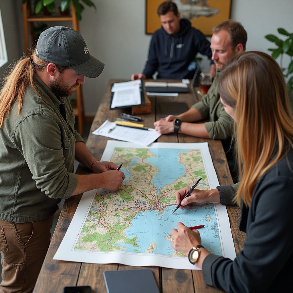 Team planning adventure expedition