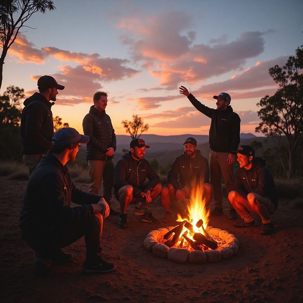 Team celebrating successful expedition